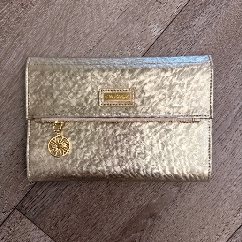 Lilly Pulitzer gold wristlet/large wallet